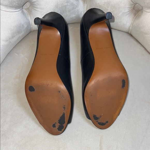 Cole Haan Black Peep-Toe Heels - Picture 9 of 10